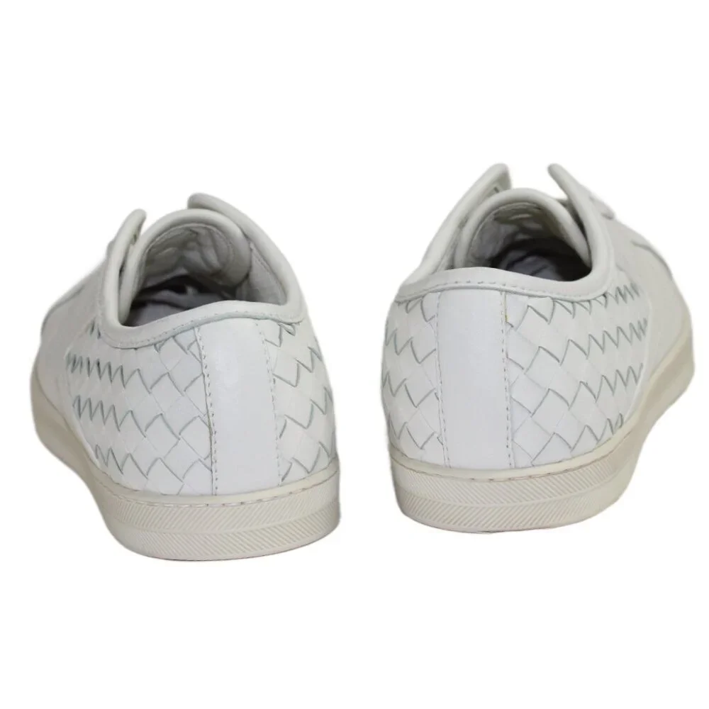 Bottega Veneta Intrecciato White Leather Low Profile Sneaker Size 36.5 (US 6.5)